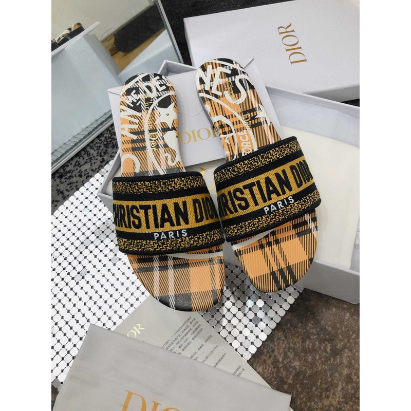 D*or dway slide yellow multicolor embroidered cotton