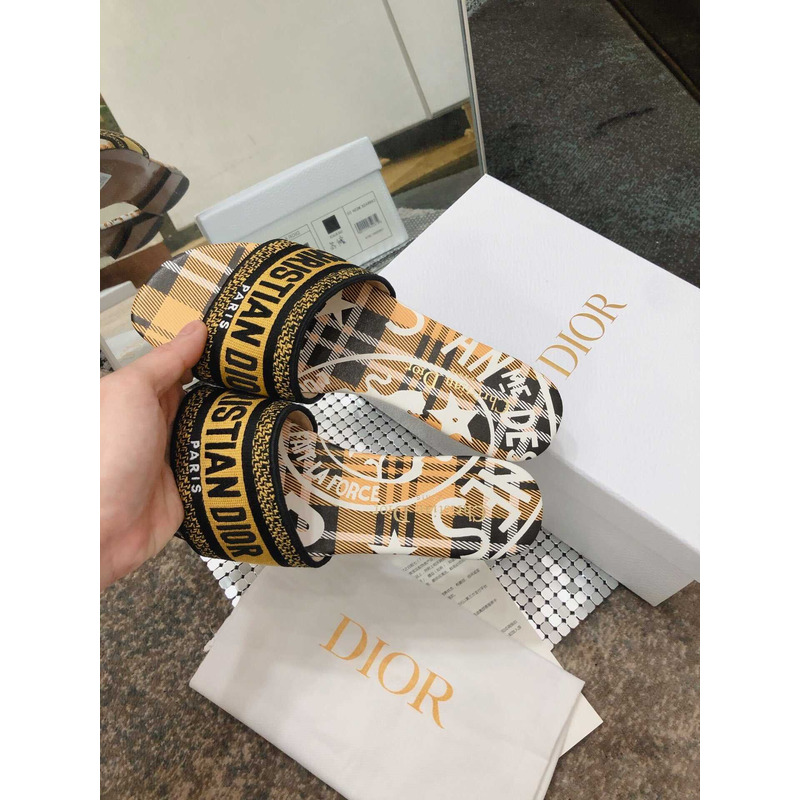 D*or dway slide yellow multicolor embroidered cotton