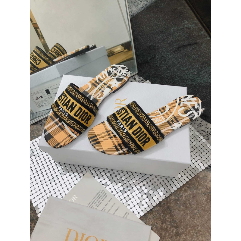 D*or dway slide yellow multicolor embroidered cotton