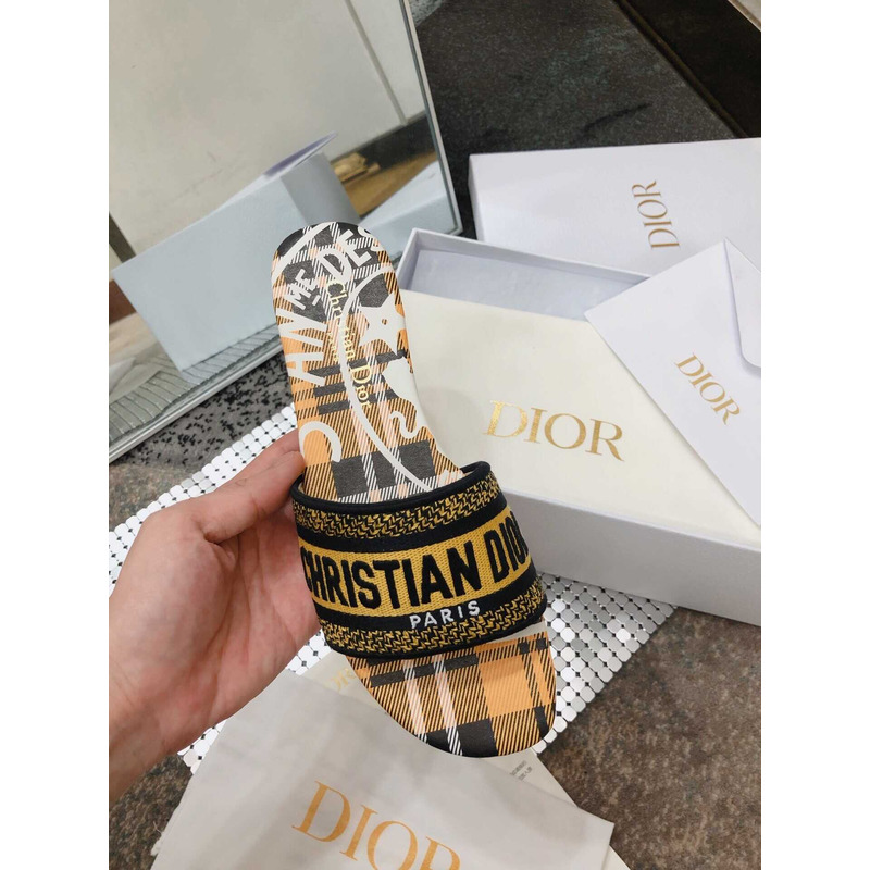 D*or dway slide yellow multicolor embroidered cotton