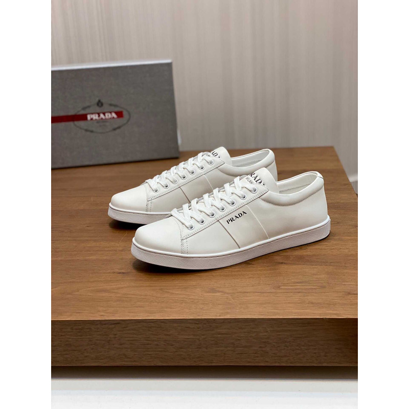 Pra*a brushed leather and leather sneakers