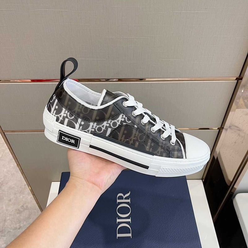 D*or essentials b23 low-top sneaker black and white D*or oblique canvas