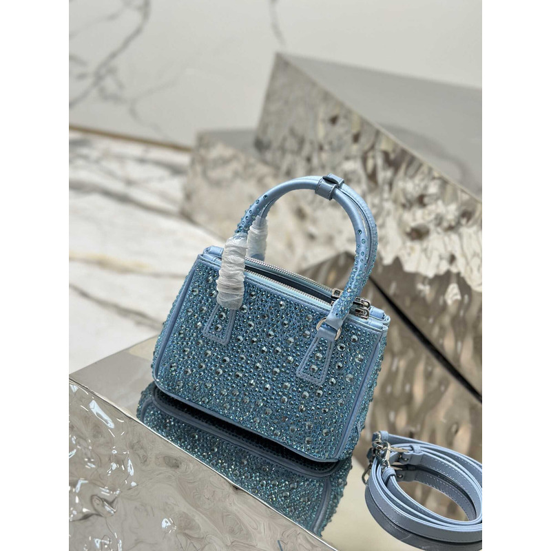 Pra*aPra*aPra*a mini galleria crystal-embellished tote bag blue
