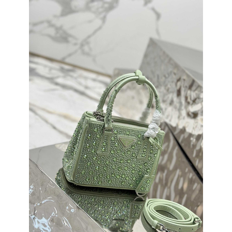 Pra*aPra*a mini galleria crystal-embellished tote bag green