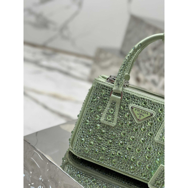 Pra*aPra*a mini galleria crystal-embellished tote bag green