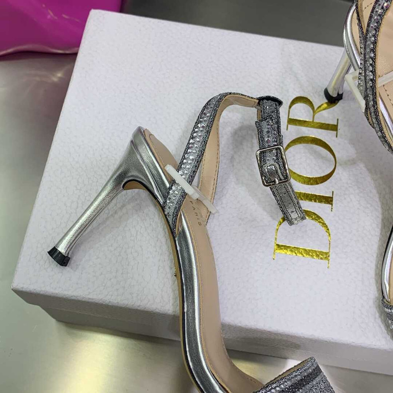 D*or dway heeled sandal silver-tone strass silver