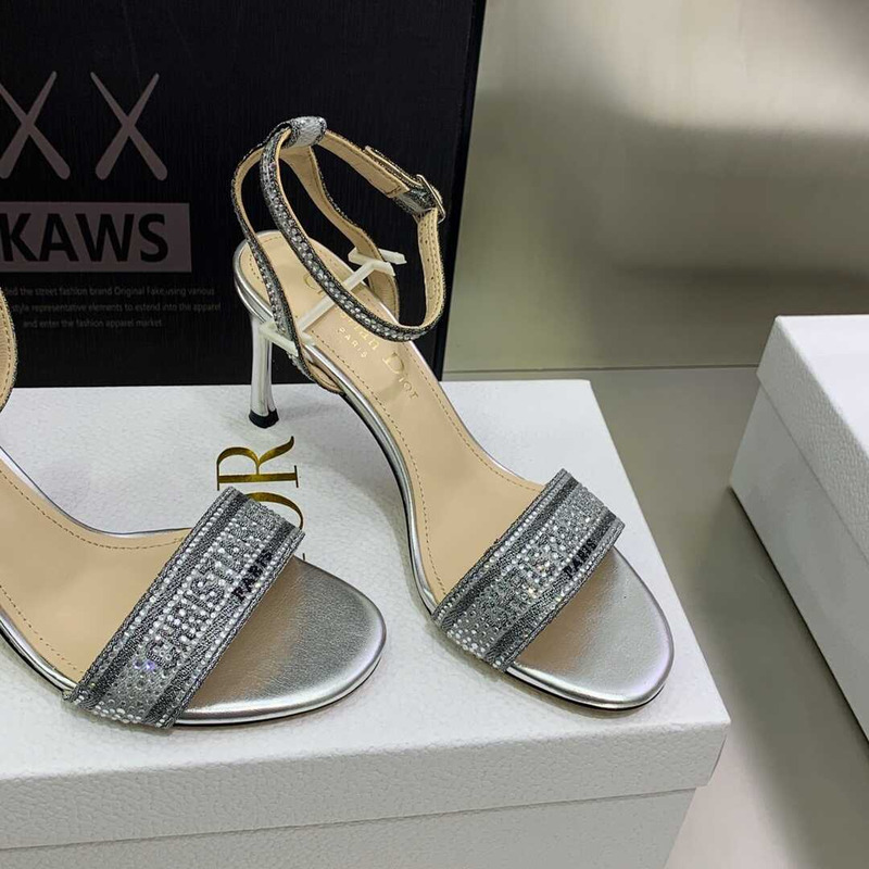 D*or dway heeled sandal silver-tone strass silver