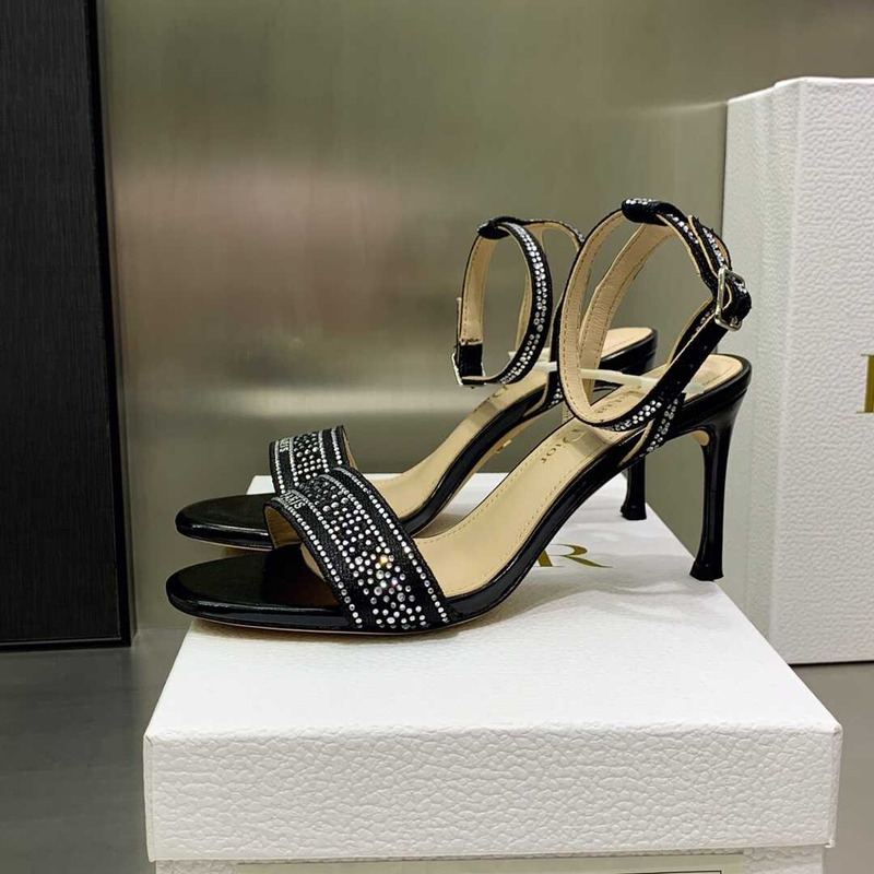 D*or dway heeled sandal silver-tone strass black