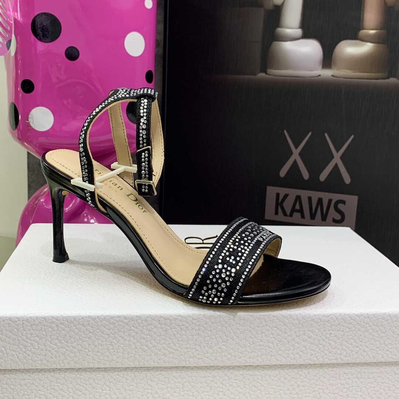 D*or dway heeled sandal silver-tone strass black