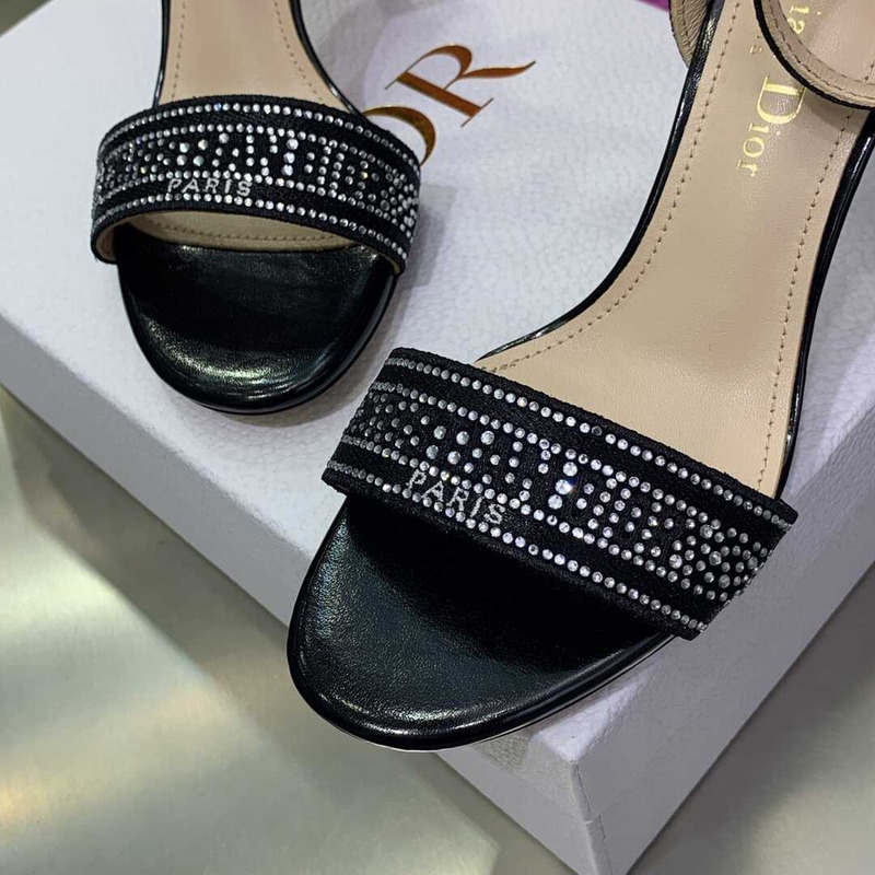 D*or dway heeled sandal silver-tone strass black