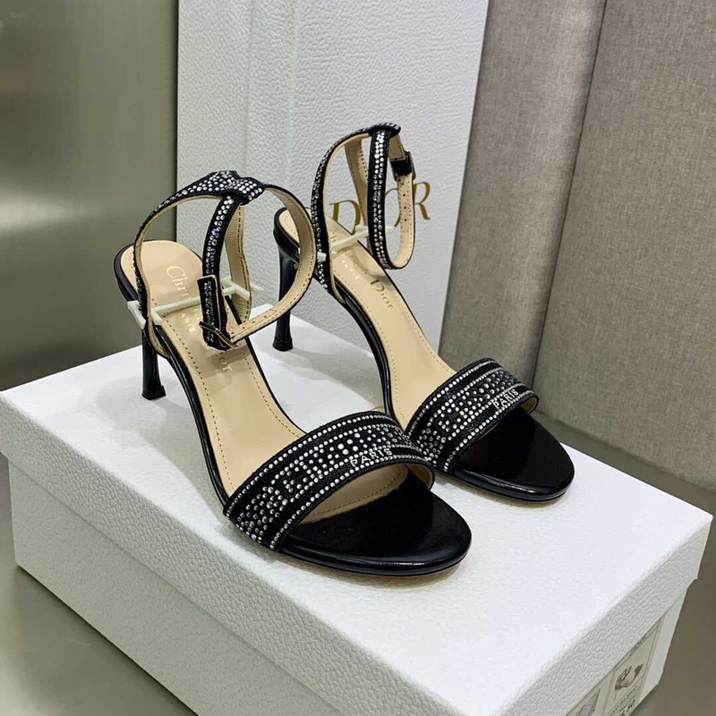 D*or dway heeled sandal silver-tone strass black