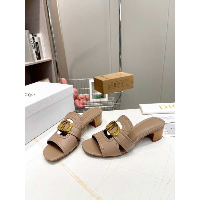 D*or nude leather logo montaigne mules slides