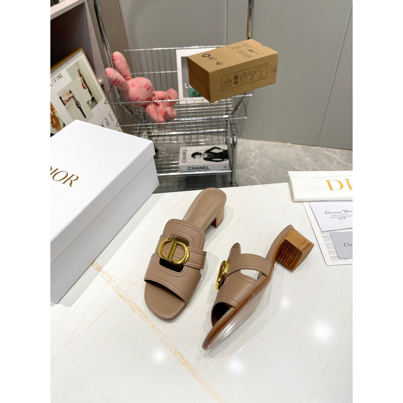 D*or nude leather logo montaigne mules slides