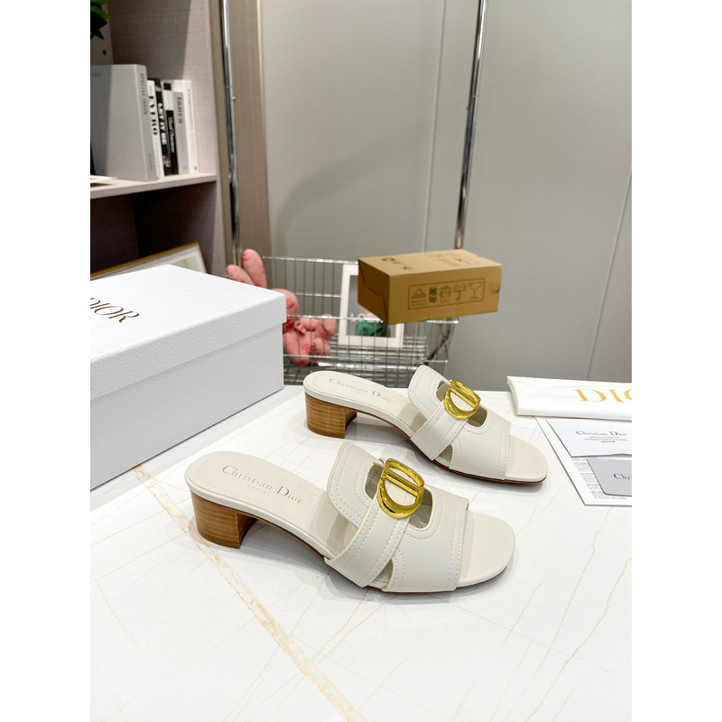 D*or white leather 30 montaigne slide sandals