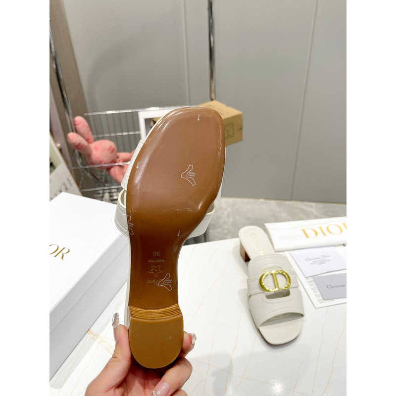 D*or white leather 30 montaigne slide sandals