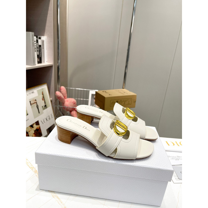 D*or white leather 30 montaigne slide sandals