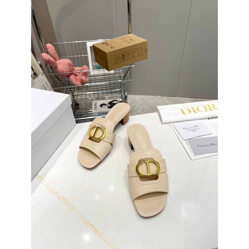 D*or white leather 30 montaigne slide sandals