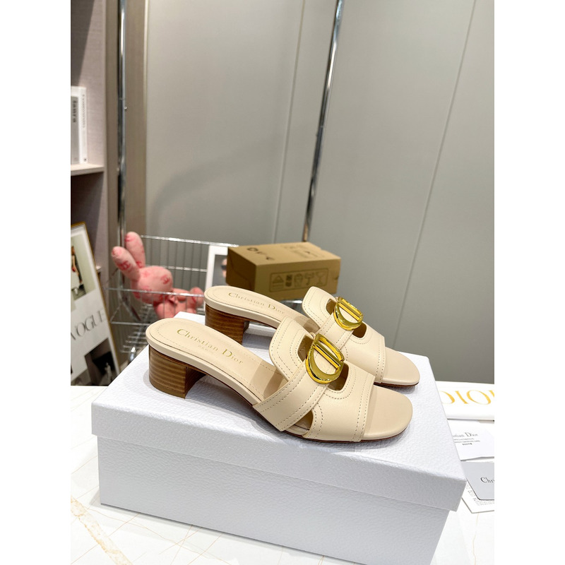 D*or white leather 30 montaigne slide sandals