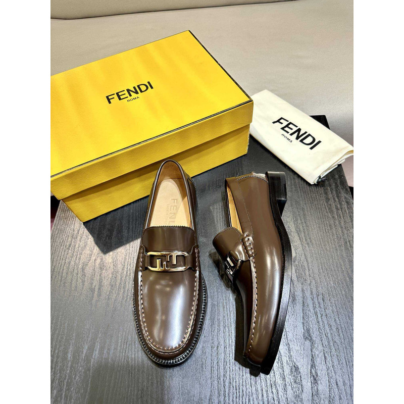 F**di loafers calfskin leather coffe