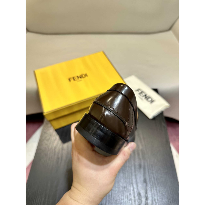 F**di loafers calfskin leather coffe