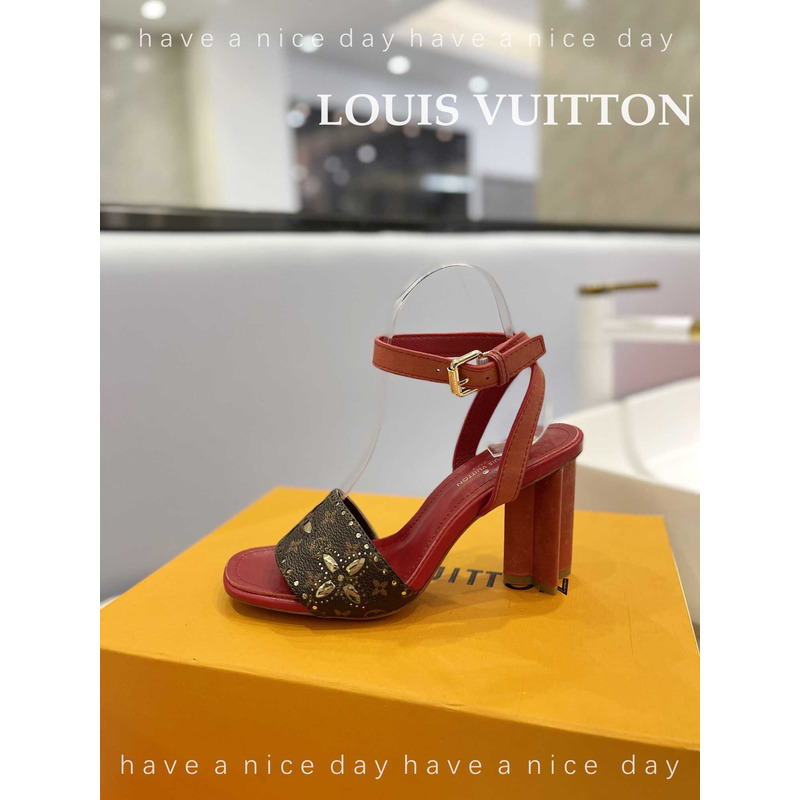 l**is V*t*n leather sandal monogram red