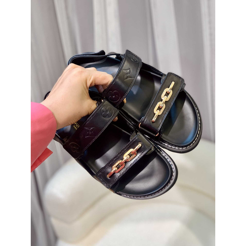 l**is V*t*n  monogram casual style plain leather party style black