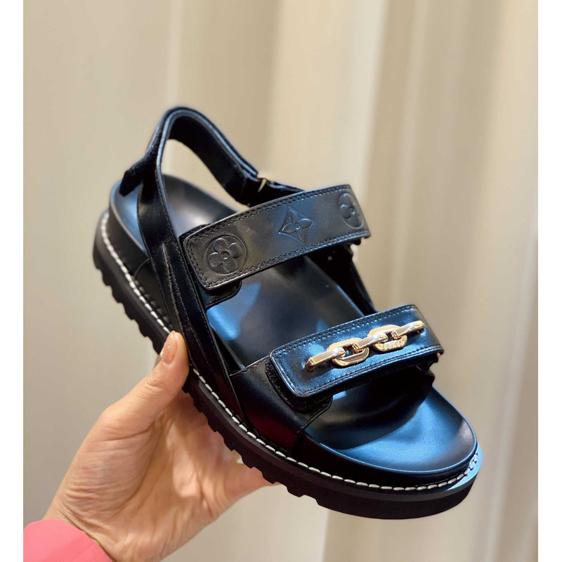 l**is V*t*n  monogram casual style plain leather party style black