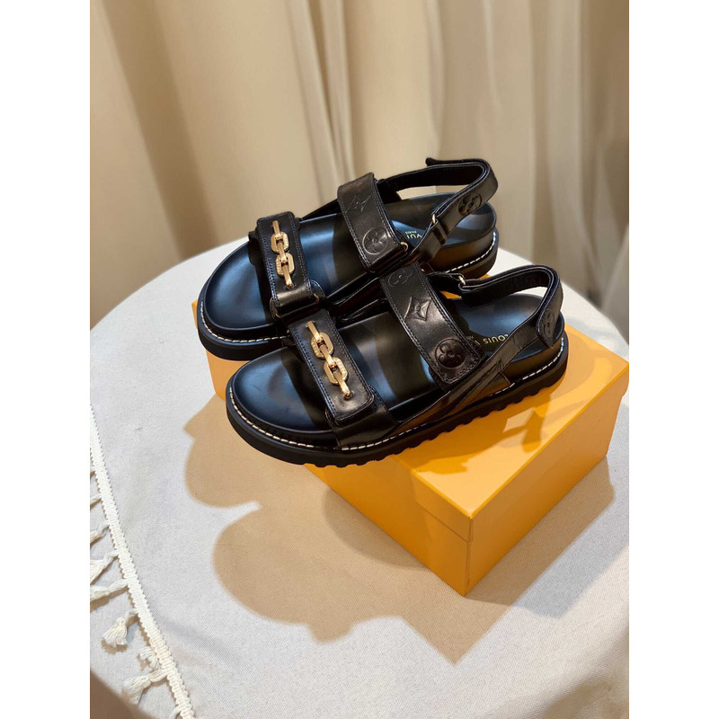 l**is V*t*n  monogram casual style plain leather party style black