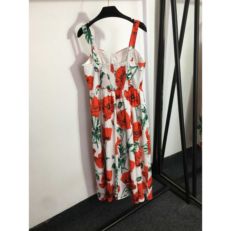 Dolce & Gabbana Poppy Printed Poplin Midi Dress