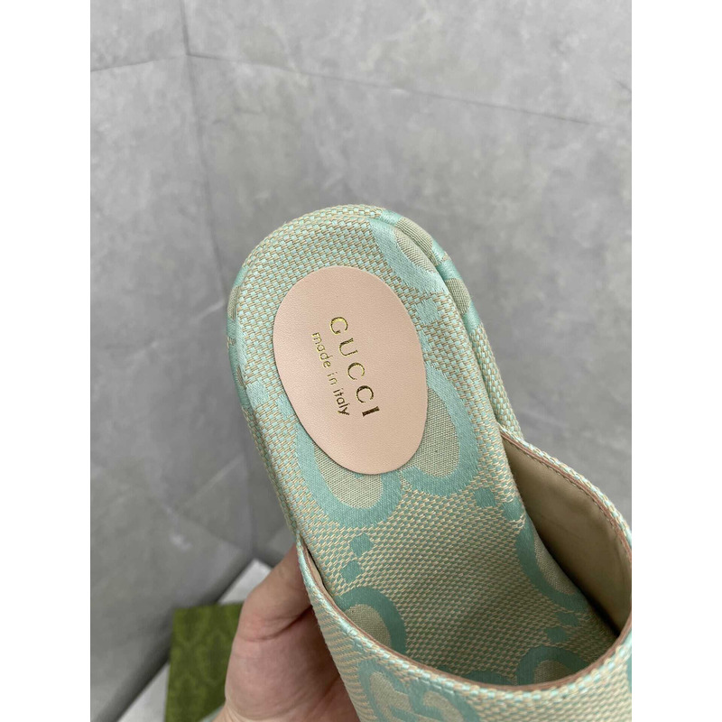 G*u*i jumbo gg platform slide sandal canvas green