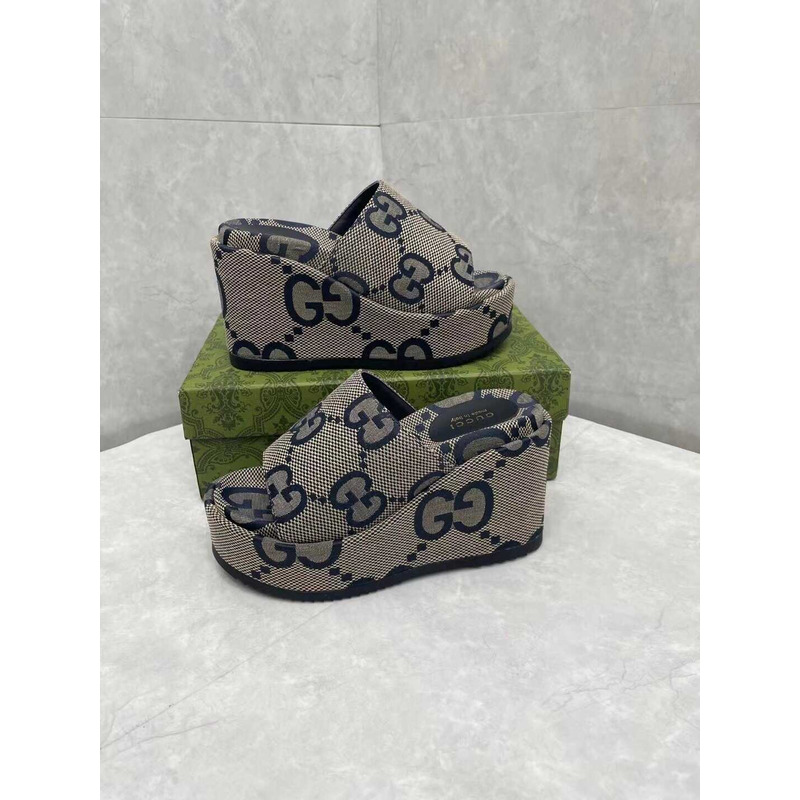 G*u*i jumbo gg platform slide sandal canvas gray