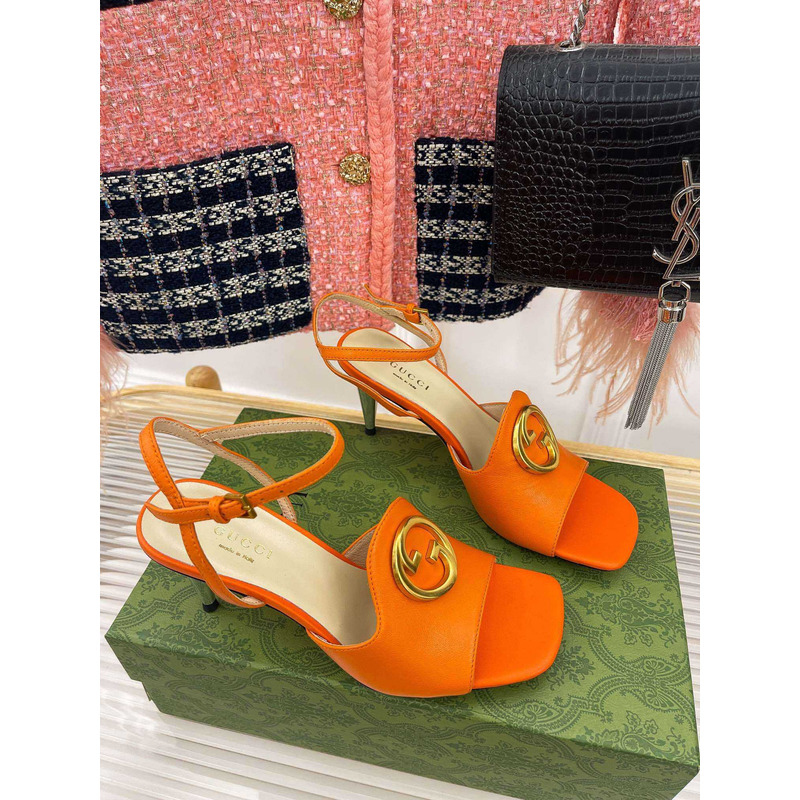 G*u*i blondie series high-heeled sandals orange