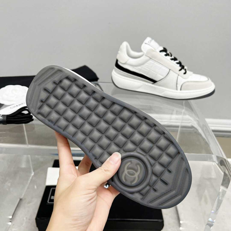 Ch*el fabric suede calfskin calfskin white gray