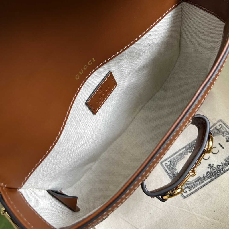 G*u*i horsebit 1955 mini leather-trimmed crystal-embellished canvas-jacquard shoulder bag