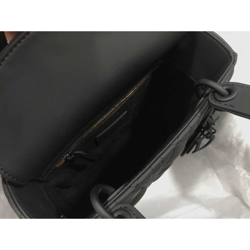 D*or small lady D*or bag black ultramatte cannage calfskin