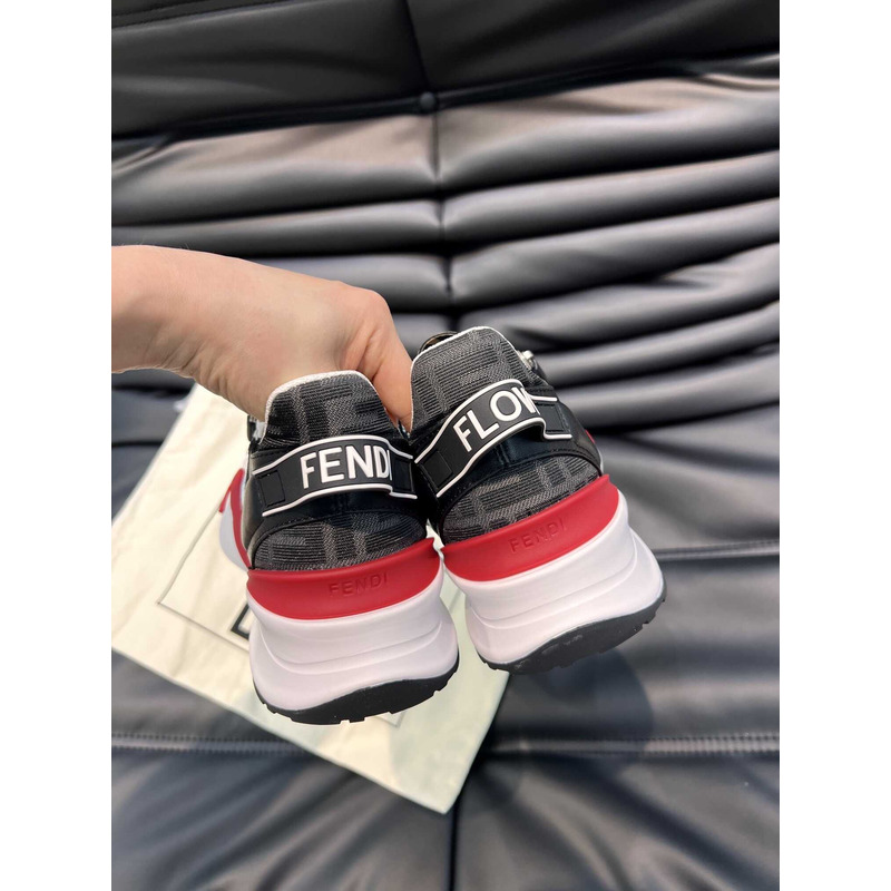 F**di flow leather low tops red black