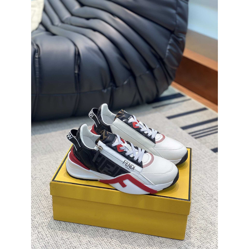 F**di flow leather low tops red black