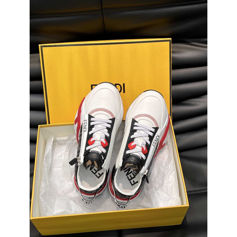 F**di flow leather low tops red black