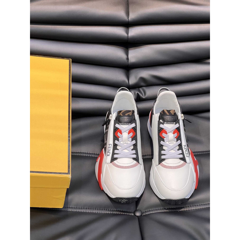 F**di flow leather low tops red black