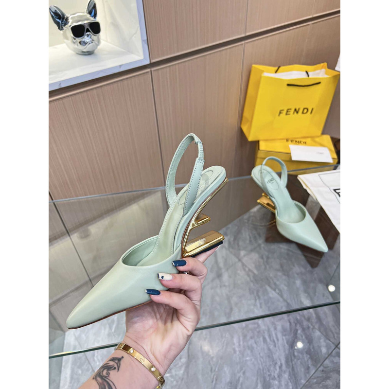 F**di first slingbacks pumps green