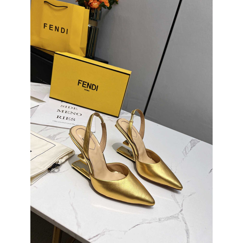 F**di first slingbacks pumps gold