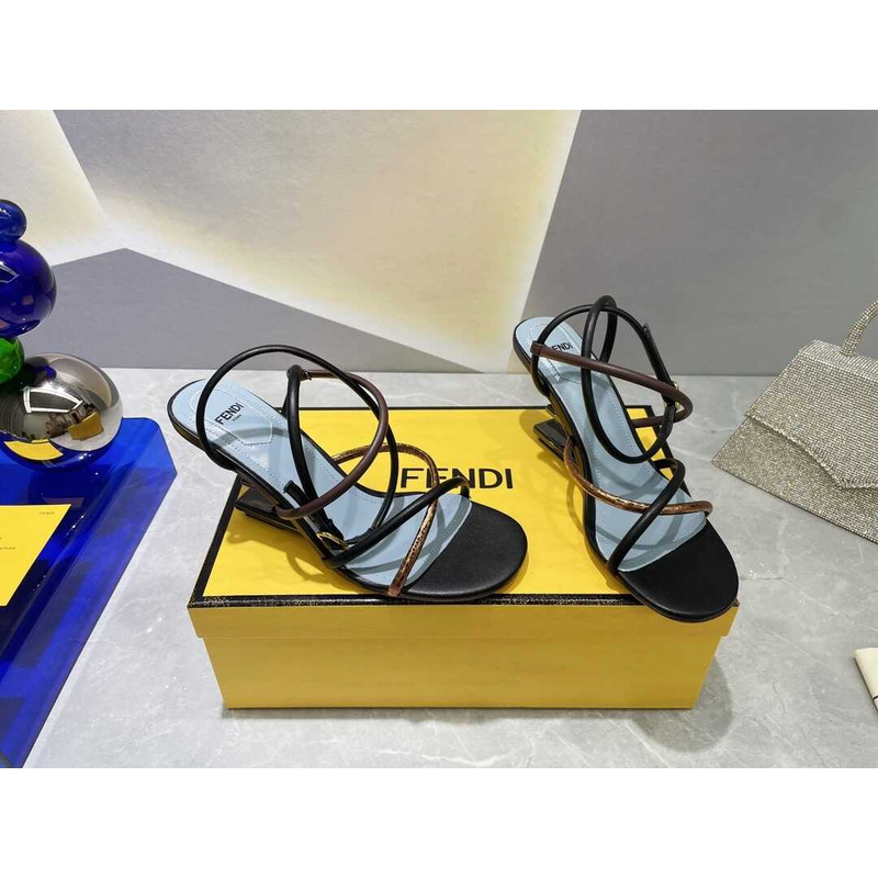 F**di first heel sandals lambskin black