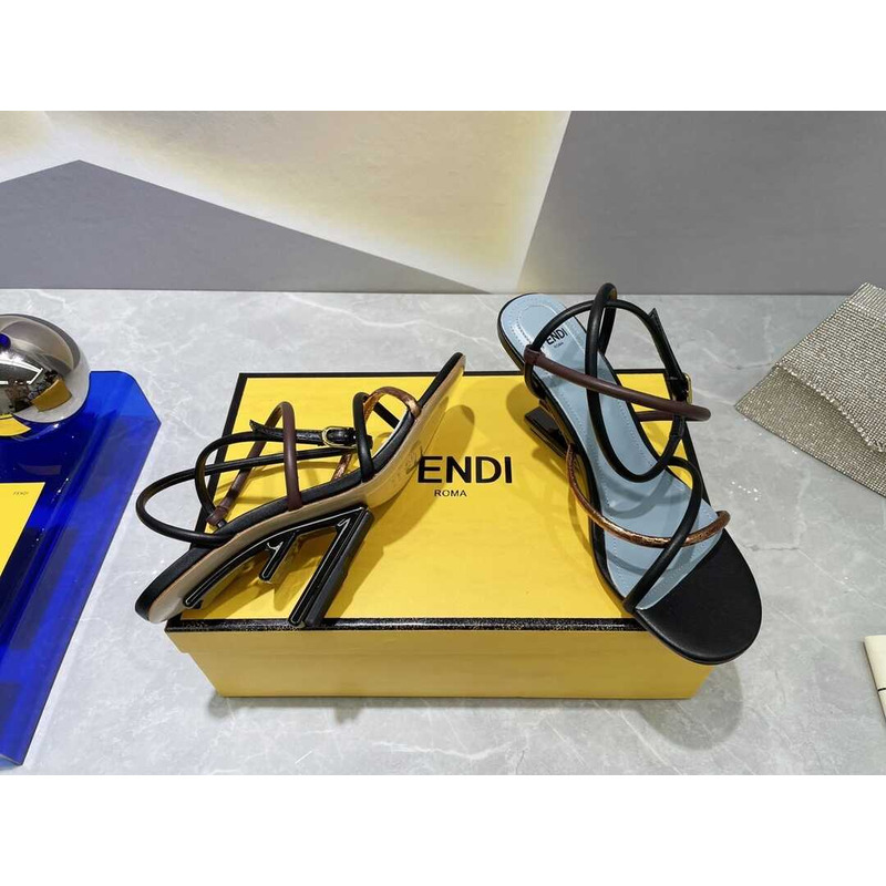 F**di first heel sandals lambskin black