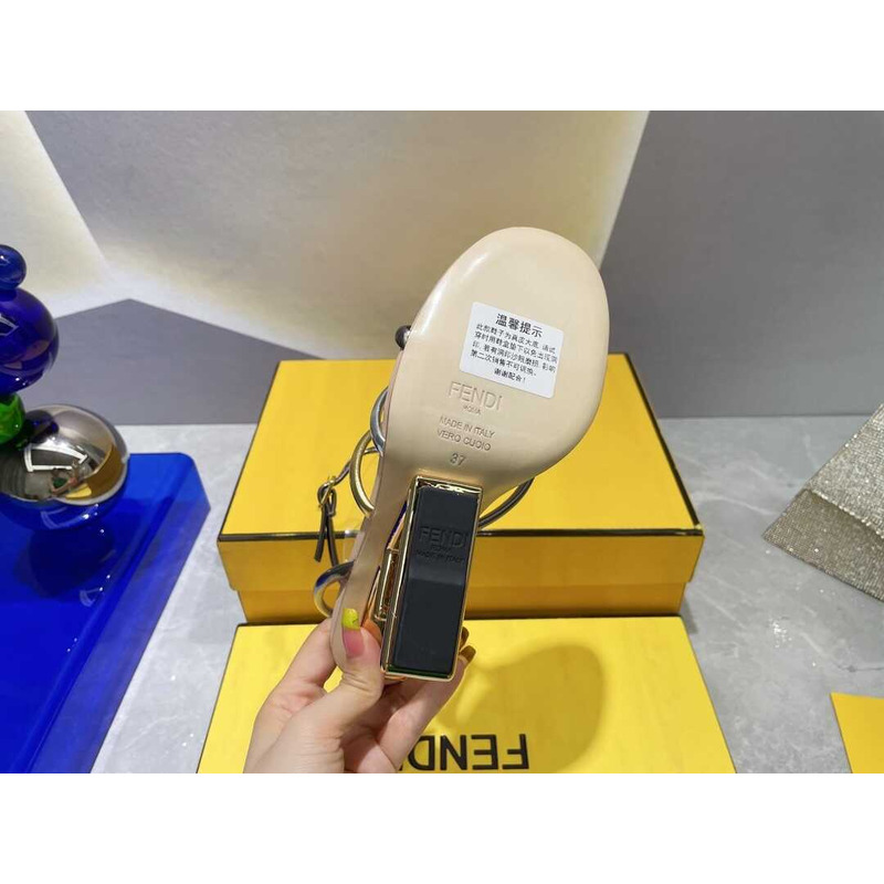 F**di first heel sandals lambskin silver