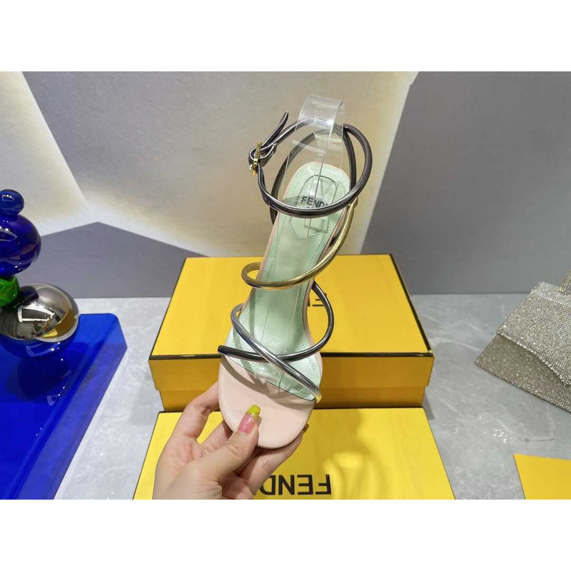 F**di first heel sandals lambskin silver