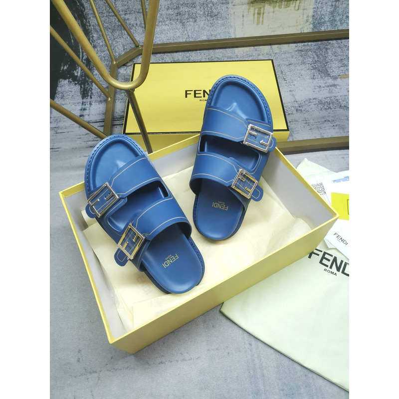 F**di feel leather slippers blue