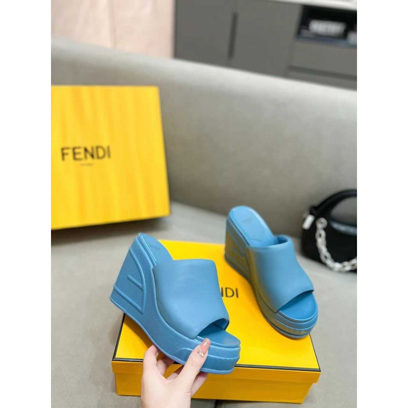 F**di fashion show nappa leather sandals blue