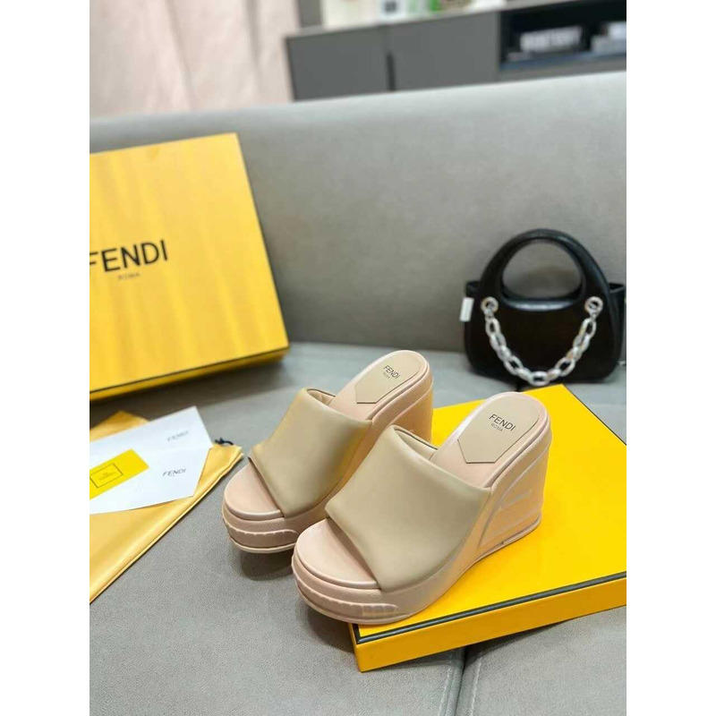 F**di fashion show nappa leather sandals beige