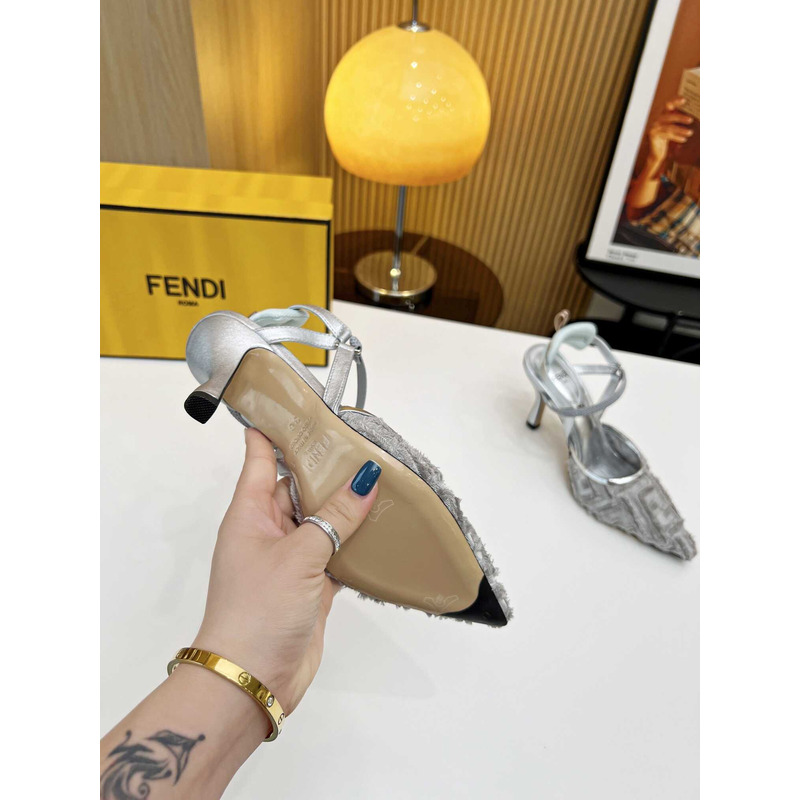 F**di colibrì lite high heel red ff chenille slingback gray