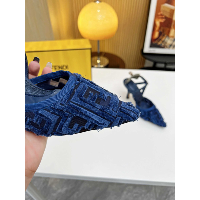 F**di colibrì lite high heel red ff chenille slingback blue